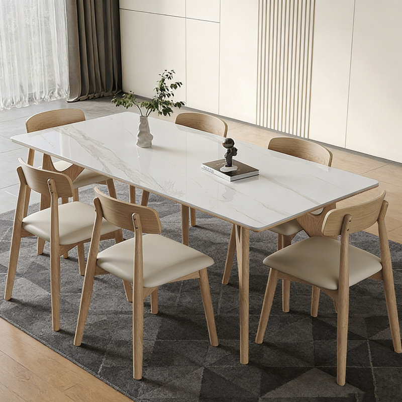 Table de salle à manger italienne moderne, 7 pièces : table, 6 chaises, H 29,53 po x l 78,74 po x P 35,43 po