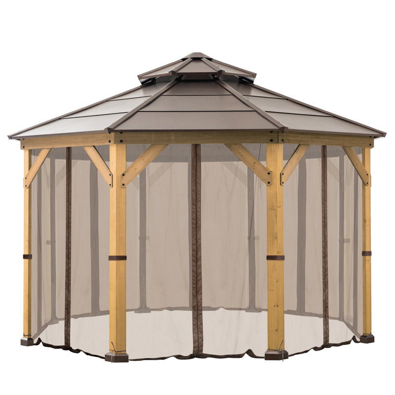 Brown Polyester Mosquito Netting for 13 ft. Octagon Gazebo