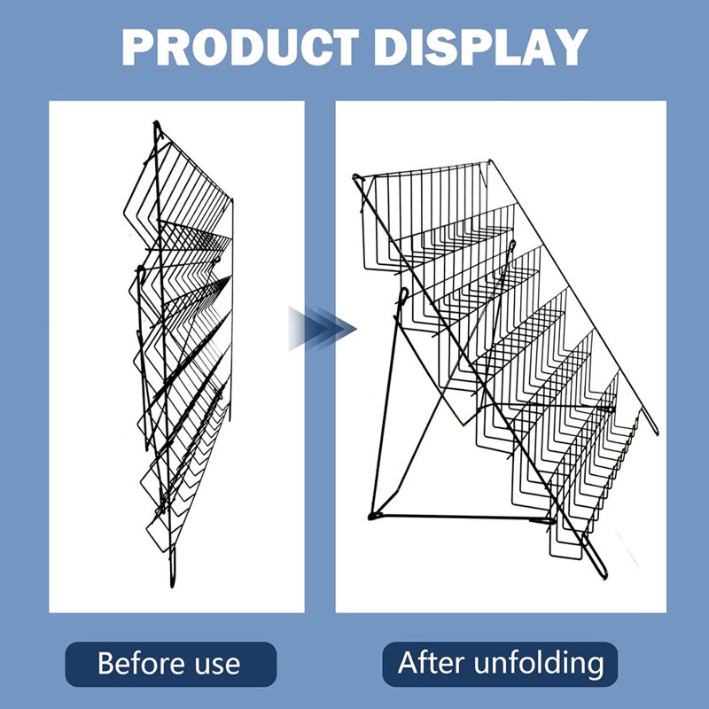 6 Tier Wire Magazine Rack - Comic Book Rack Wide Wire Tabletop D...
