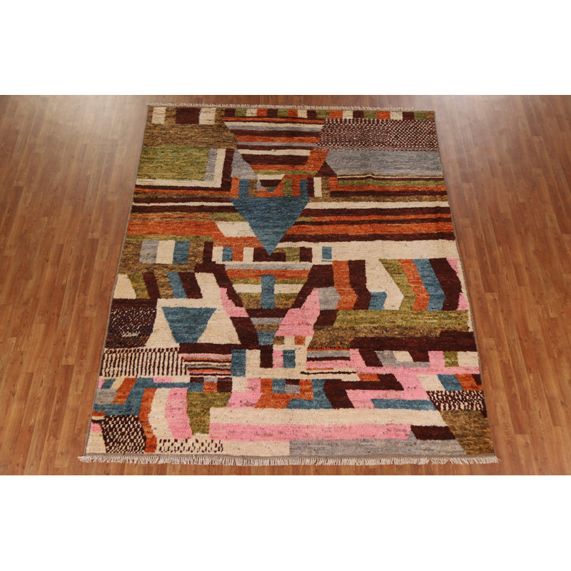 Tapis marocain à motif géométrique fait à la main 8 x 10