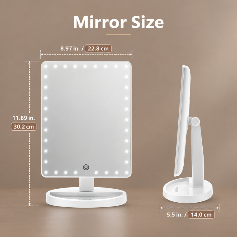 Rectangle Freestanding Makeup / Shaving Mirror