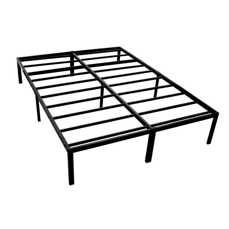 Base pleine plateforme en acier noir, conception moderne, rangement sous le lit, cadre, Lit double