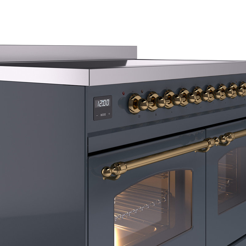 ILVE Nostalgie II 40 in Induction Range, Blue Gray/Brass