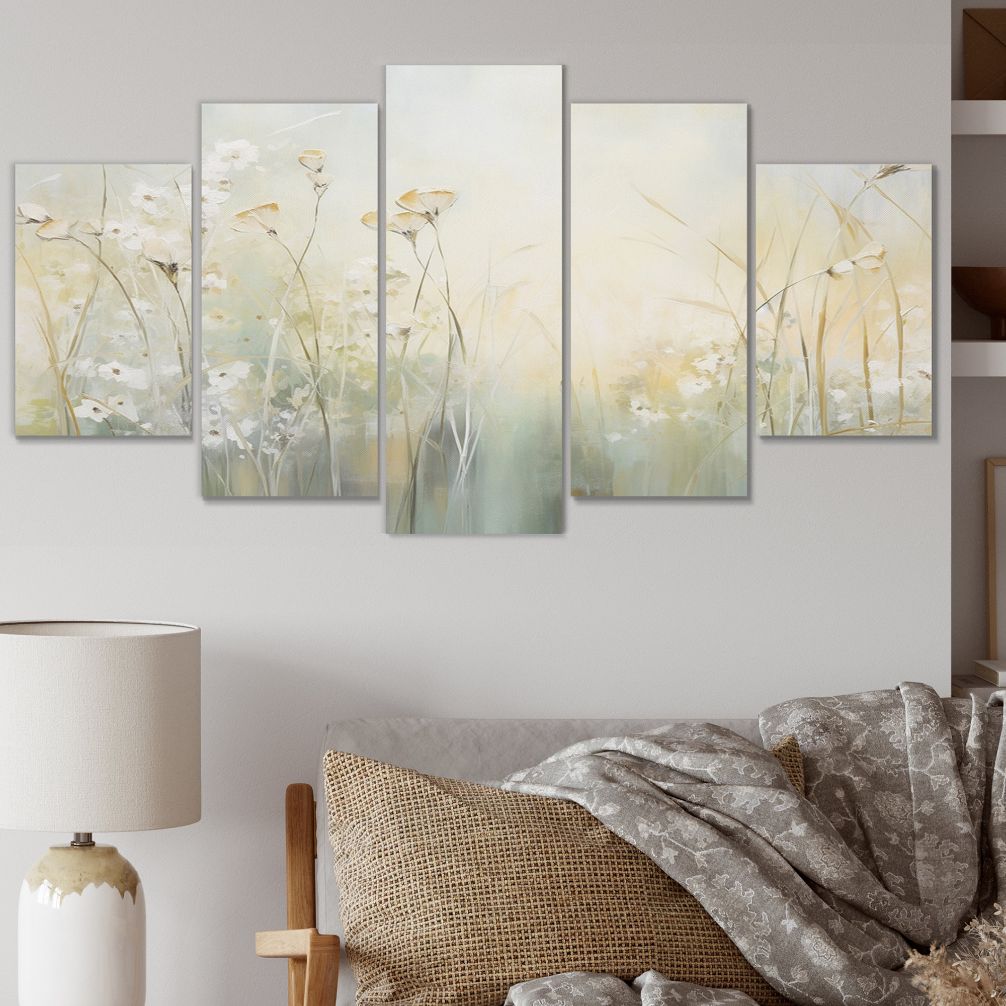 DesignArt Green Beige Serene Meadows I - Abstract Botanicals Metal Wall ...