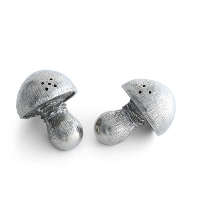 Vagabond House Farmer's Market Pewter Mushroom Salt and Pepper Shaker Set