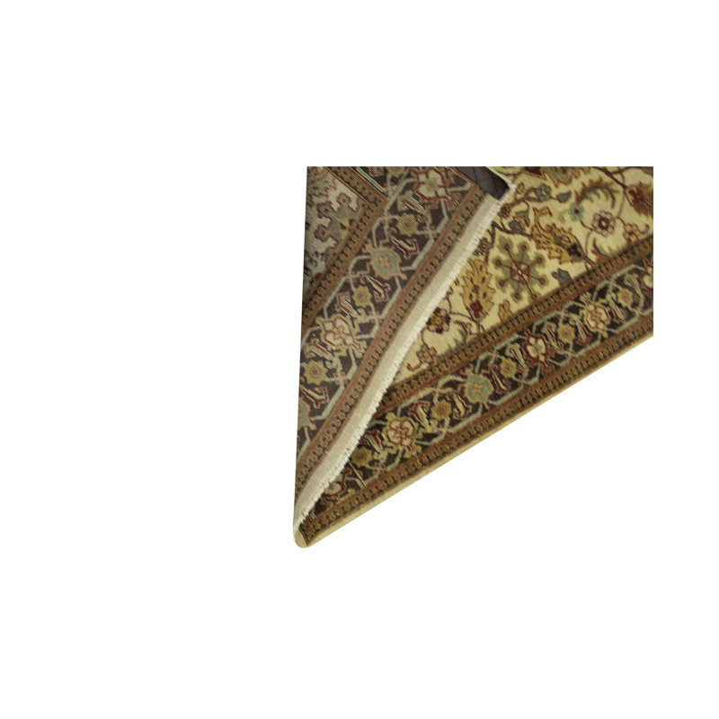 Hand-Knotted High-Quality Ivory and Black Area Rug