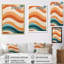 Waves of Retro Elegance in Blue and Orange - Modern Midcentury, reproduction d'art sur toile-402076744-402076747