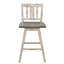 Ensemble de 2 chaises à hauteur de comptoir, chaise de salle à manger pivotante à 360 degrés en bois d'hévéa massif gris-blanc, dossier à lattes verticales