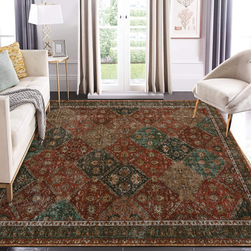 Crissay Washable Floral Indoor Rug, Rectangle 5' x 7'