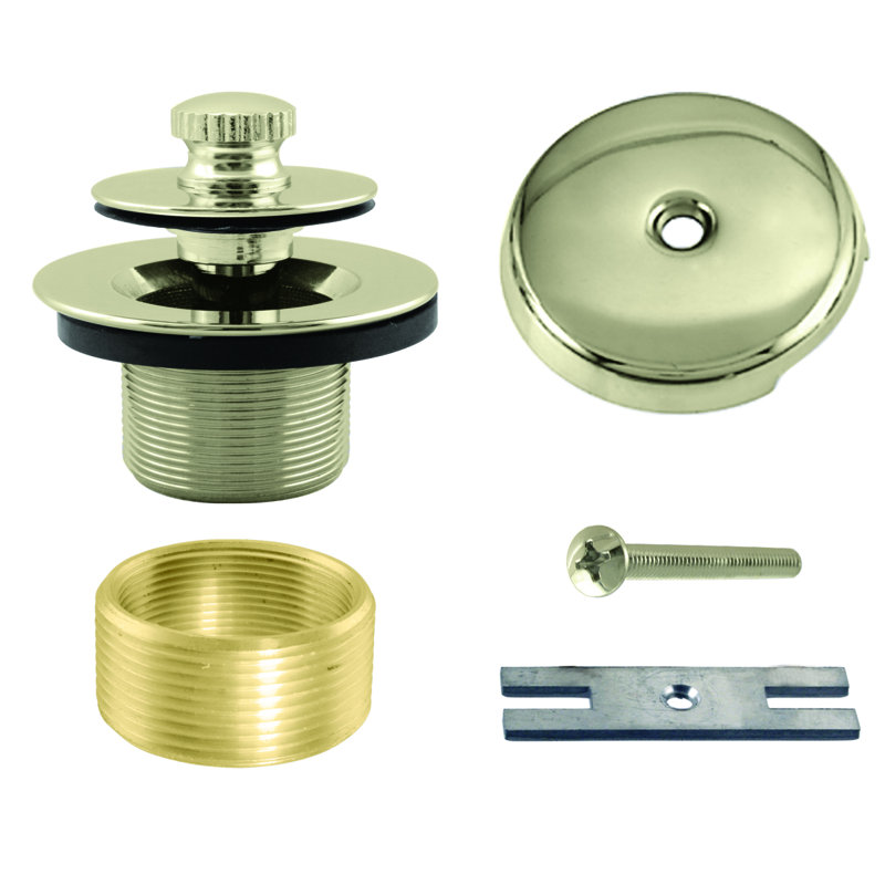 1-3/8" Twist & Close Bathtub Drain Trim with One-Hole Overflow and Universal Adaptor, Polished Brass