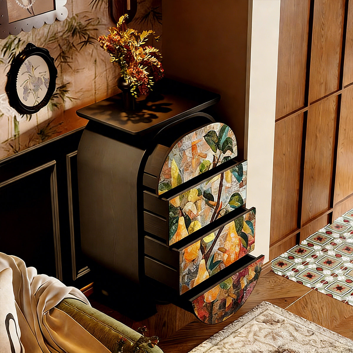 Latitude Run® French Abstract Solid Wood Storage Cabinet | Wayfair