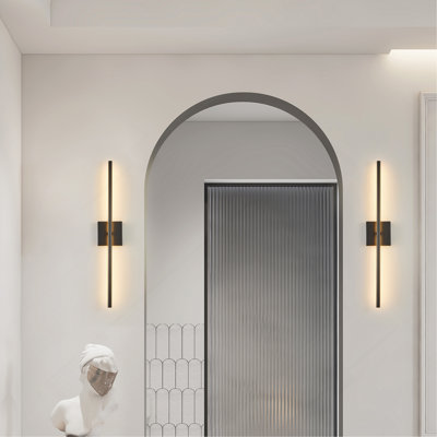 Ensemble de 28 appliques murales modernes noires mattes de 28 po, luminaire mural intérieur minimaliste pour chambre à coucher, couloir, hôtel