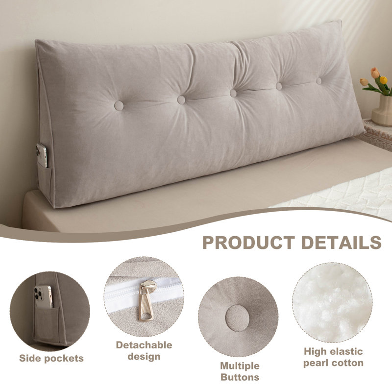 Triangle Headboard Pillow Wedge Backrest Cushion For Bed Headboard Gap, 20" H x 39" W