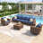 Asa Outdoor 8-Piece Acacia Wood Faux Rattan Conversation Set with Cushions-1503446049