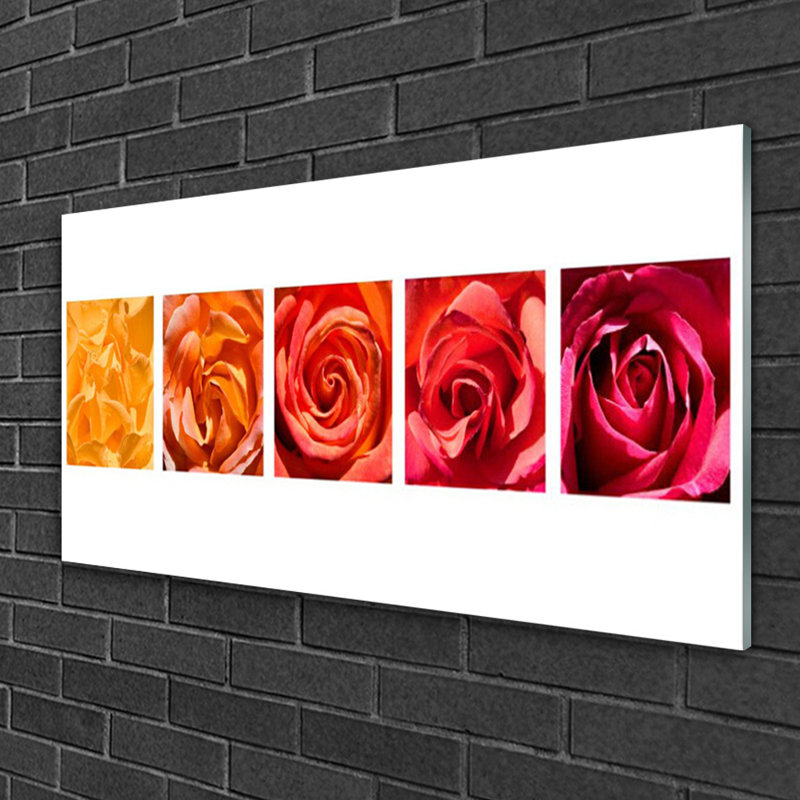 Floral Roses 1 Piece Wall Art on Glass