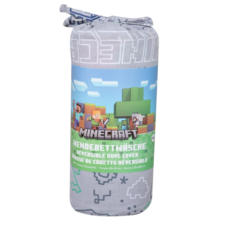 MINECRAFT Cotton Duvet Cover Set with Pillow Shams Included