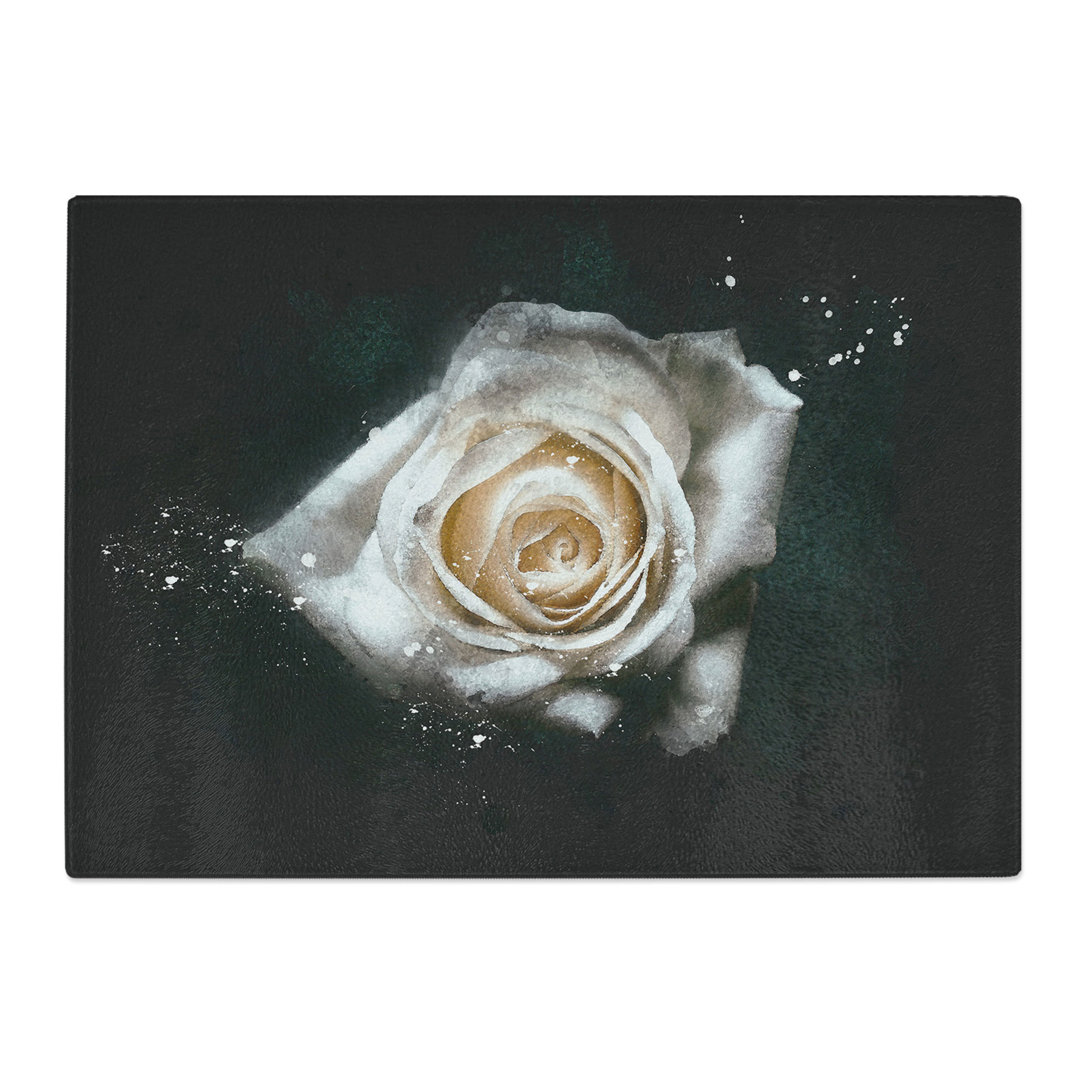 Tempered Glass a Rose Paint Splash Chopping Board