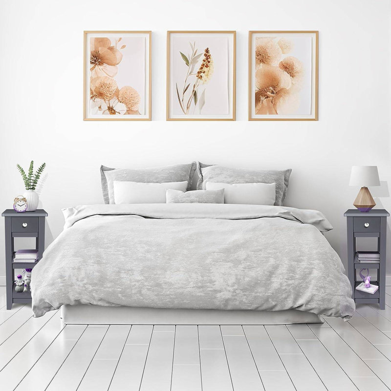 End Table Set with Storage, Gray