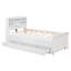Lit plateforme simple avec tête de lit, ports USB, 3 tiroirs et lit gigogne simple, blanc-168542386-168542413
