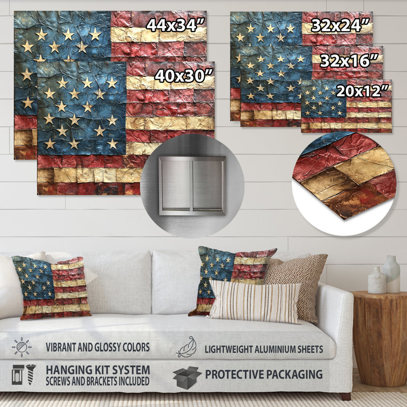 Declaration of Independence American Flag I - drapeau, décoration murale en métal, reproduction d'art traditionnelle en métal