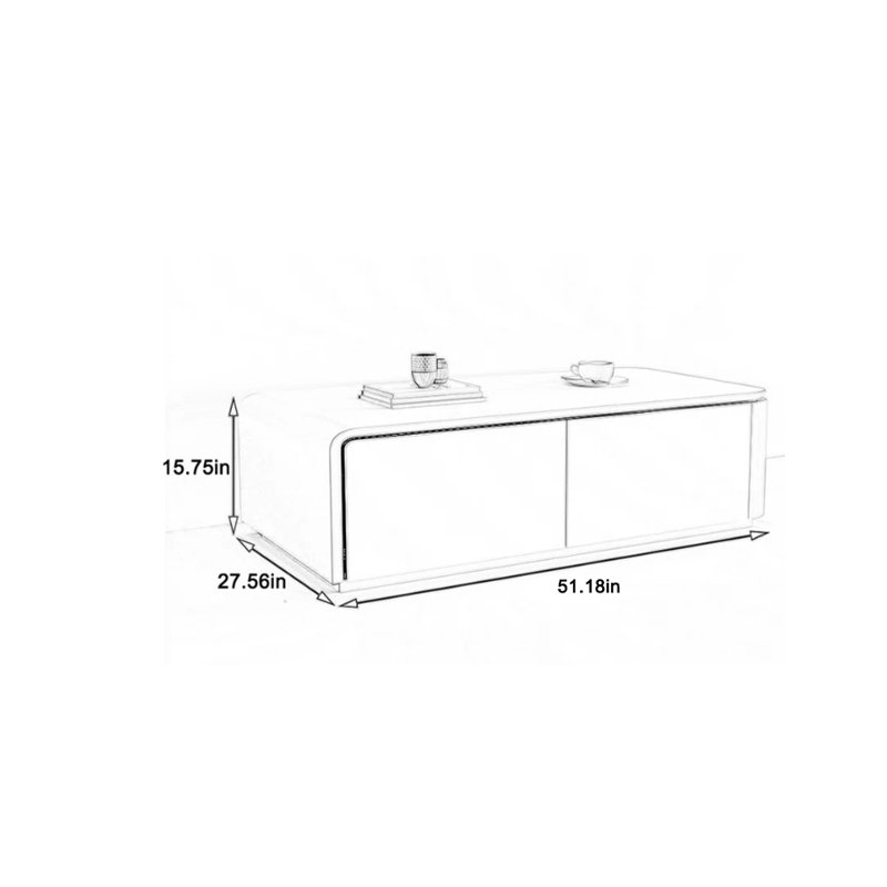 Table basse multifonctionnelle avec rangement ouvert, H 15,75 po x L 51,18 po x l 27,56 po, Noir, noir, noir, noir