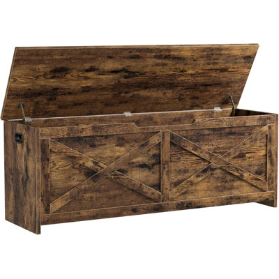 Storage Chest, Storage Bench with Safety Hinge, Farmhouse Style Wooden Trunk for Entryway, Bedroom, Living Room, Retro