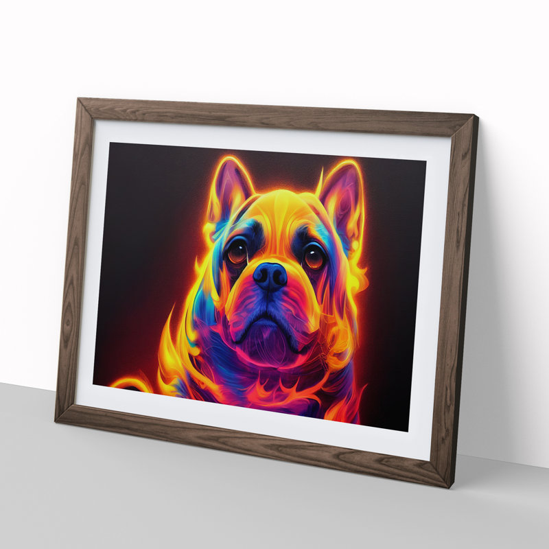 Dog Vol.4 - Single Picture Frame Print, 25cm H x 34cm W x 2cm D, Walnut