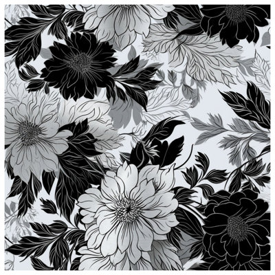 Monochrome Floral Illustration Comforter
