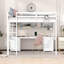 Lit mezzanine double avec bureau, armoires, tiroirs et plateau de chevet, station de charge-458669143