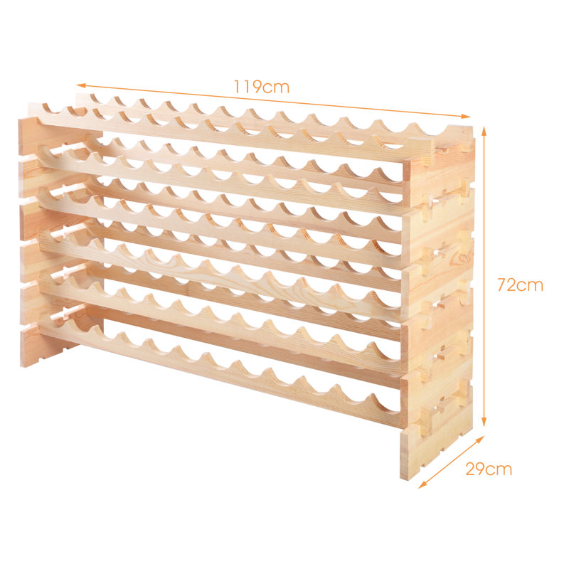Alven 72 Bottle Solid Wood Floor Wine Bottle Rack in Brown