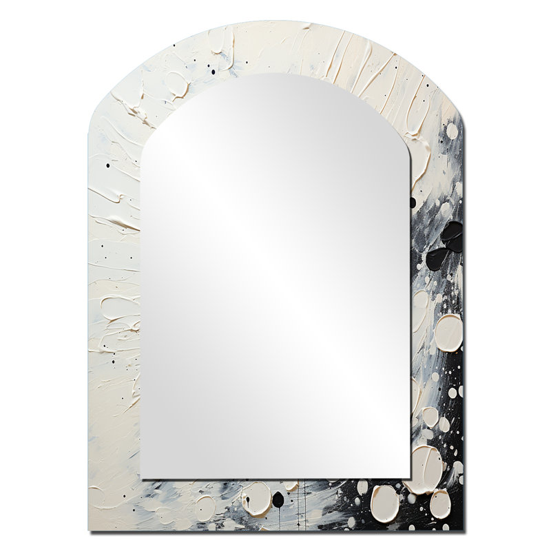 Décoration murale gris gris Mid Century Minimalist Wave - Minimalisme arche, grand miroir asymétrique gris, 34 po x 25 po