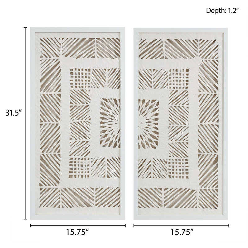 Framed Geometric Rice Paper Panel Shadowbox Wall Décor
