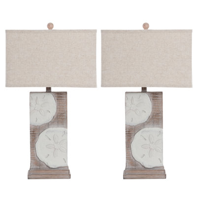 Sand Dollar - 30" Poly Table Lamp - Set of 2 - Natural, Brown Finish