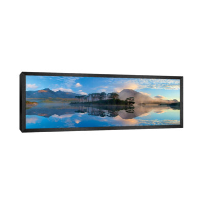 Misty Morning Reflection Of Twelve Bens III, Derryclare Lough, Connemara, County Galway, Connacht Province, Republic Of Ireland by Gareth McCormack - Floater Frame Panoramic Print on Canvas