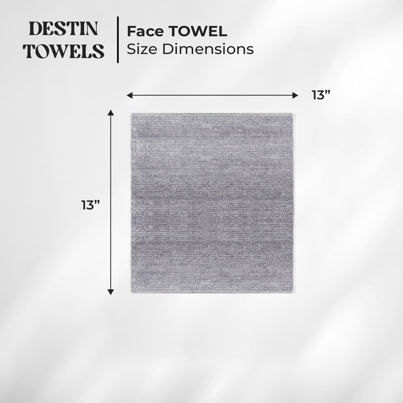 Destin Viscose Cotton Blend Medium Weight Textured Ribbed Face Towels Washcloths, Denim Blue