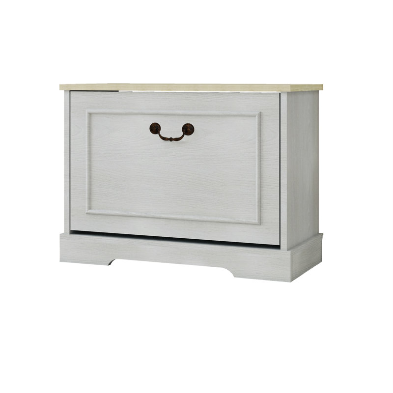 Banc de rangement pour chaussures avec 1 tiroir rabattable et tablette réglable