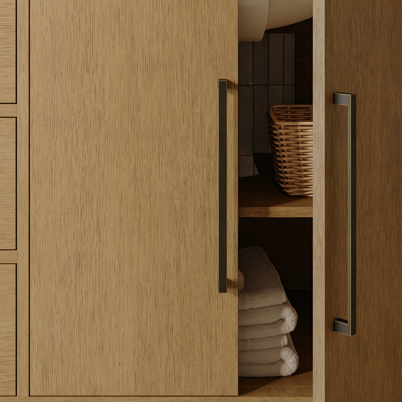 Armoire à linge autoportante en bois massif Alsup