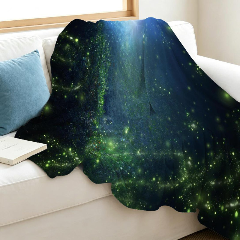 Jeté transparent en flanelle molletonnée ultra-douce, abstrait et imprimé Firefly, Jeté 40 po x 50 po