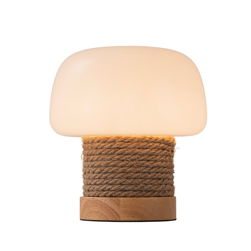 Plug-in White Glass Table Lamp