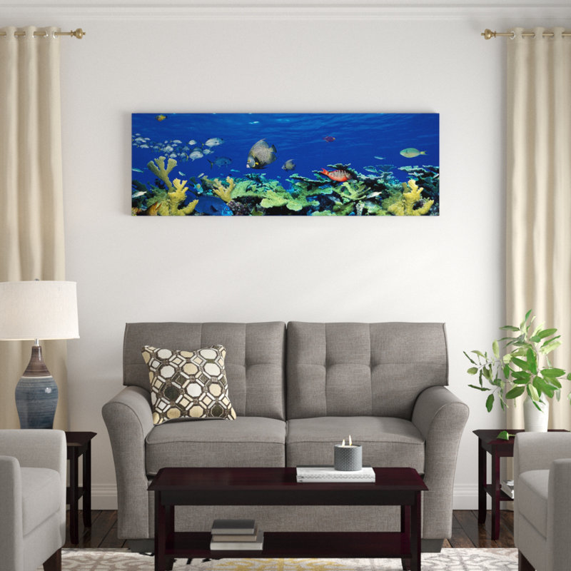 " School Of Fish Swimming In The SeaDigital Composite " by Panoramic Images, 20" H x 60" W x 1.5" D, Wrapped Canvas