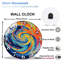 Horloge murale colorée tourbillon coloré, œuvre d'art 12 po