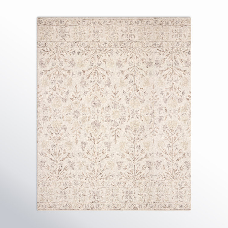 Aden Floral Handmade Hooked Wool Ivory/ Brown/Grey Area Rug