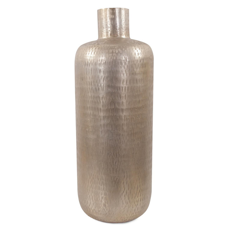 Etched Crossways Short Neck Bottle Vase- Large, Gold, 21.25" H x 8" W x 8" D