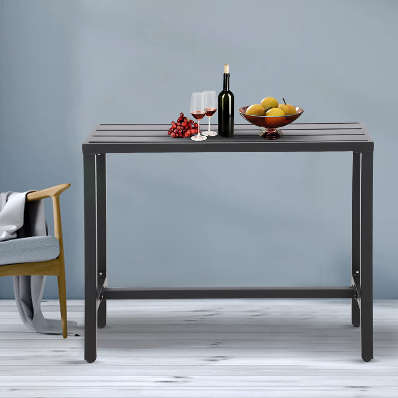 Counter Height 36.97'' Iron Bar Table, Black, 15.6" W x 54.6" L