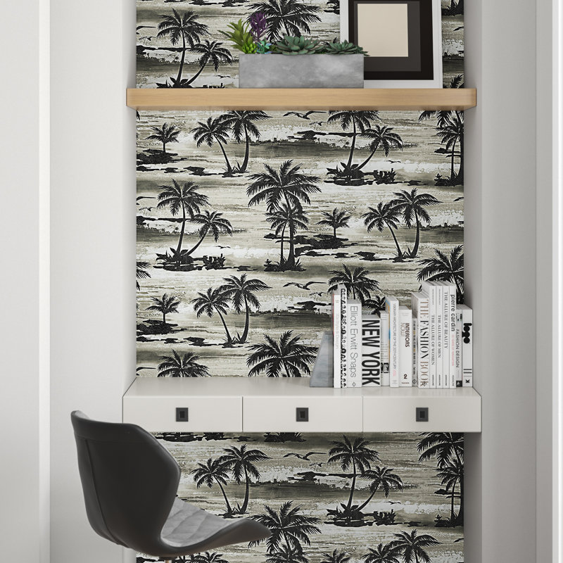 Rouleau de papier peint L 33 pi x l 20,5 po Baris, Doré / Blanc