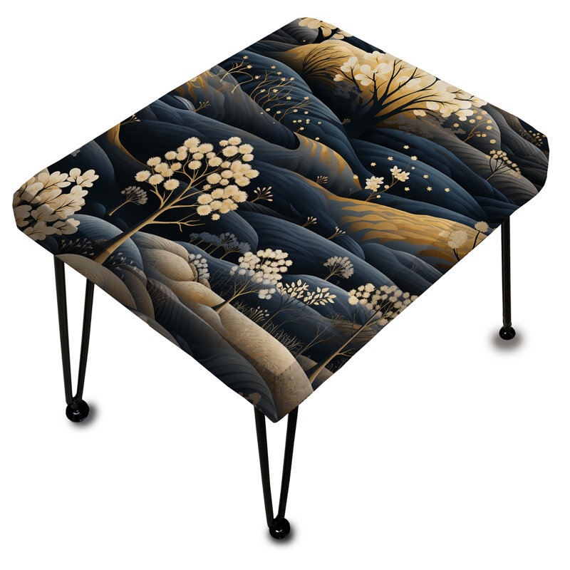 Repose-pieds rectangulaire foncé scandinave bleu foncé