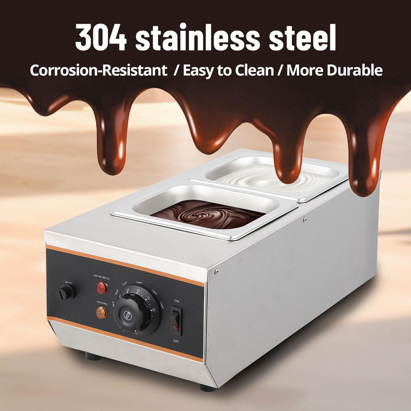 Marmite à chocolat à réservoir double 1,58 pte - Machine de trempe électrique 1500W, contrôle de température 86 ~ 185 ℉, réchaud en acier inoxydable pour fondre les bonbons, lait et crème