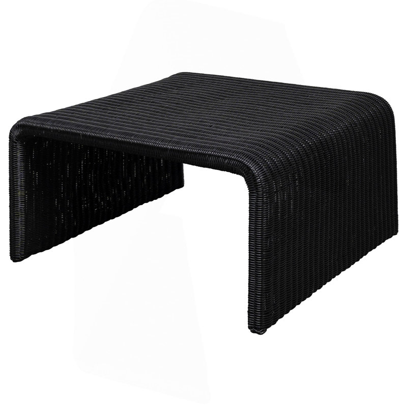 Woods Black Woven Rattan Square Coffee Table, Black
