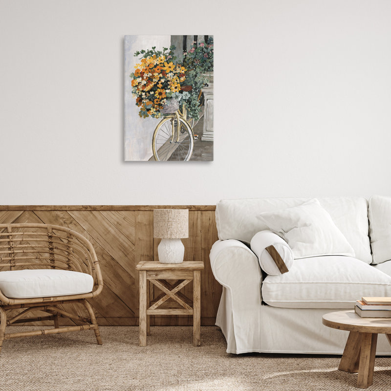 Art mural sur toile Bouquet sur vélo par Dogwood, H 30 po x l 20 po