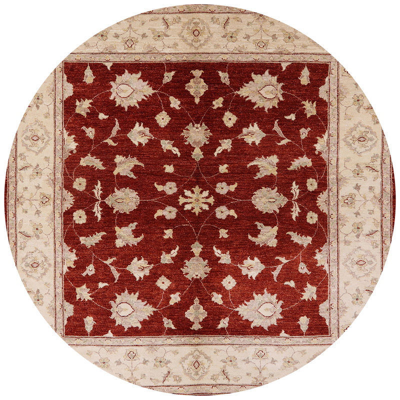 Tapis ivoire / rouge Roald, Rond 6 pi